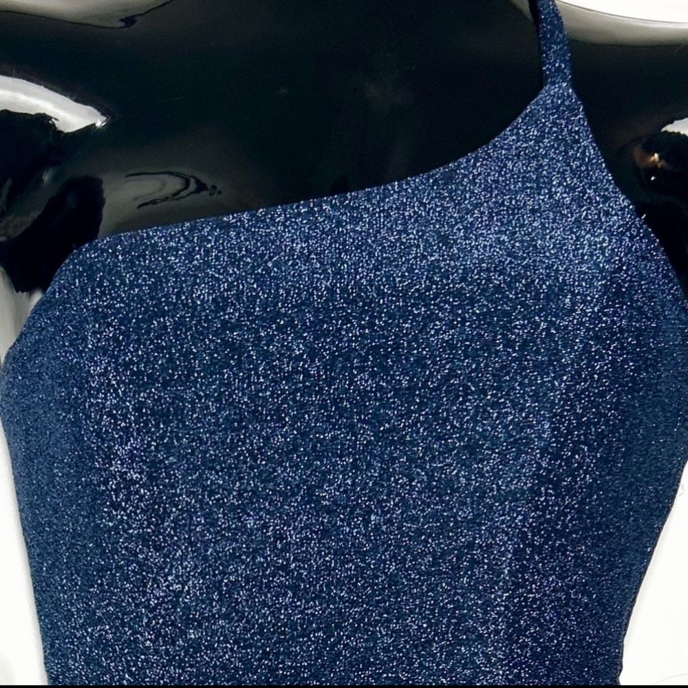 Strapless Glitter Blue Dress - Picture 9 of 12